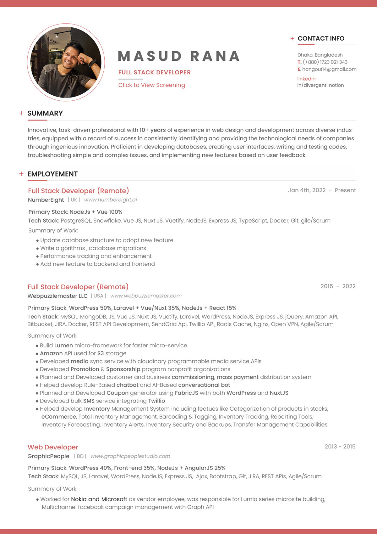 MasudRana Resume Page 1
